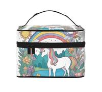 JZQZH Unicorns by the river - Bolsa de cosméticos portátil, organizador de almacenamiento personalizado para viajes, camping, hoteles y viajes de larga distancia