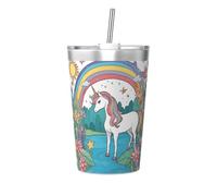 JZQZH Unicorns by the river - Vaso cónico de acero inoxidable a prueba de fugas, duradero, moderno, adecuado para camping, picnic, viajes, trabajo