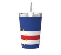 JZQZH Vaso cónico con diseño de bandera de Cabo Verde de acero inoxidable, a prueba de fugas, duradero, a la moda, adecuado para camping, picnic, viajes, trabajo