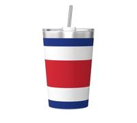 JZQZH Vaso cónico con diseño de bandera de Costa Rica, de acero inoxidable, a prueba de fugas, duradero, a la moda, adecuado para camping, picnic, viajes, trabajo