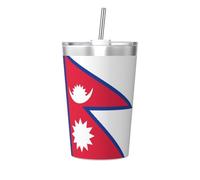 JZQZH Vaso cónico con diseño de bandera de Nepal de acero inoxidable, a prueba de fugas, duradero, a la moda, adecuado para camping, picnic, viajes, trabajo