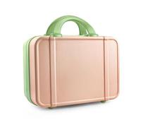 JZRSuitcase Estuche de maquillaje portátil de carcasa dura de 12 pulgadas, organizador de cosméticos de viaje con bandas elásticas, mini bolsa de aseo ABS para mujer, verde, rosado (PinkGreen)