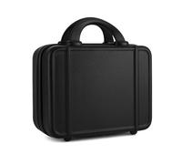 JZRSuitcase Estuche de maquillaje portátil de carcasa dura de 12 pulgadas, organizador de cosméticos de viaje con bandas elásticas, mini bolsa de aseo ABS para mujer, Negro -