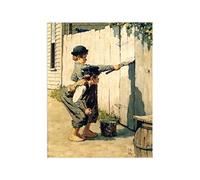 JZSDGB Cuadros sobre Lienzo Famoso Tom Sawyer de Norman Rockwell-Reproducciones de pinturas en lienzo Carteles e impresiones-lienzo Arte de la pared Decoración 50x65cm(19x26in) sin marco