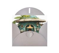 JZSLMJ Green Little House - Tarjeta de felicitación para sobres grises en forma de corazón para vacaciones, cumpleaños, día de San Valentín, bodas