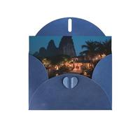 JZSLMJ Night Villa - Tarjeta de felicitación para sobres en forma de corazón azul, vacaciones, cumpleaños, día de San Valentín, bodas