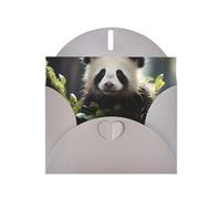 JZSLMJ Tarjeta de felicitación con diseño de cachorros de panda en el bosque para sobres grises en forma de corazón, vacaciones, cumpleaños, día de San Valentín, bodas