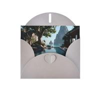 JZSLMJ Tarjeta de felicitación de Beach Villa para sobres grises en forma de corazón para vacaciones, cumpleaños, día de San Valentín, bodas