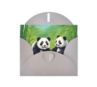 JZSLMJ Tarjeta de felicitación de dos bonitos pandas para sobres grises en forma de corazón, vacaciones, cumpleaños, día de San Valentín, bodas