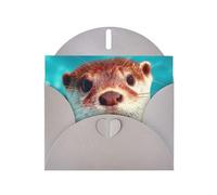 JZSLMJ Tarjeta de felicitación de nutria de buceo para sobres grises en forma de corazón, vacaciones, cumpleaños, día de San Valentín, bodas