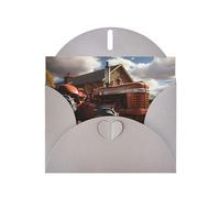 JZSLMJ Tarjeta de felicitación de tractor rojo para sobres grises en forma de corazón para vacaciones, cumpleaños, día de San Valentín, bodas