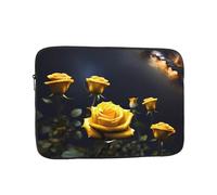 JZSTY Bolsa para portátil a prueba de golpes, portátil, a la moda, hermosas rosas amarillas, diseño impreso, para viajes de negocios, trabajo, universidad, Black, 13 inch