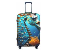 JZSTY Funda de maleta de caballito de mar azul duradera y elegante para viajes y negocios, resistente a los arañazos y al polvo, White, L