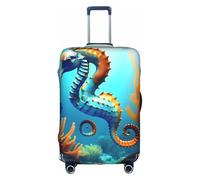 JZSTY Funda duradera y elegante para maleta de caballito de mar de coral de fondo marino para viajes y negocios, resistente a los arañazos y al polvo, White, L