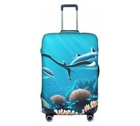 JZSTY Funda duradera y elegante para maleta, diseño de ballenas de mar profundo, para viajes y negocios, resistente a los arañazos y al polvo, White, M