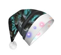 JZSTY Sombrero de Papá Noel de felpa LED con exquisito estampado brillante de susurro, suave, cálido, parpadeante, decoración de fiesta