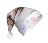 JZSTY Sombrero de Papá Noel de felpa LED con exquisito estampado de mineral místico, suave, cálido, parpadeante, decoración de fiesta