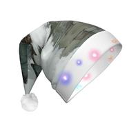 JZSTY Sombrero de Papá Noel de felpa LED con exquisito estampado de susurro de congelado, suave, cálido, parpadeante, decoración de fiesta