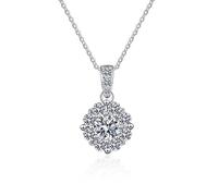 JZWCHQ 1 Cabila de moissanite de quilate Collar para Mujeres 100% 925 Regalo de joyería de Collar de Plata esterlina