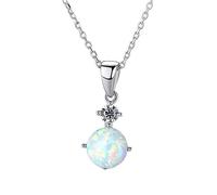 JZWCHQ 925 Collar de colgante de ópalo redondo para mujer collares de cadena de corte joyas hechas en China, A