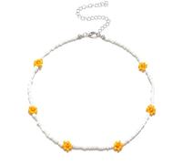 JZWCHQ 925 Collar de Margarita de Plata esterlina para Mujeres y niñas, Verano Boho Corea Lovely Daisy Flores Declaración de Encanto de Cuello de Cuello Corto Collar de Collar de Cuello, Collar de