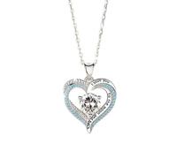 JZWCHQ 925 Collar de Plata esterlina para Mujeres Joyas de Compromiso Crystal Blue Heart Colgante