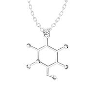 JZWCHQ 925 Collar de serotonina de Plata esterlina para Mujeres y Hombres, serotonina 3D Adrenalina cafeína dopamina molécula científica biología encimera química Colgante química