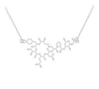 JZWCHQ 925 Collar de serotonina de Plata esterlina para Mujeres y Hombres, serotonina 3D Adrenalina cafeína dopamina molécula científica biología encimera química Colgante química