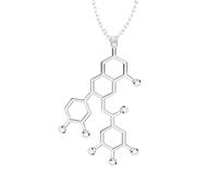 JZWCHQ 925 Collar de serotonina de Plata esterlina para Mujeres y Hombres, serotonina 3D Adrenalina cafeína dopamina molécula científica biología encimera química Colgante química