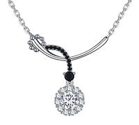 JZWCHQ 925 Collares de Compromiso Redondo de joyería Fina de Plata esterlina y Colgantes para Mujeres
