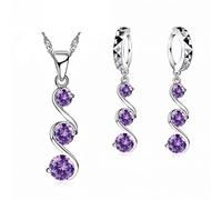 JZWCHQ 925 Conjuntos de joyas de compromiso de bodas para mujeres Pendientes de collar de colgantes de mujeres
