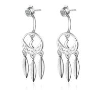 JZWCHQ 925 Pendiendo de colganta de Disco Hueco de Plata esterlina, Pendientes de caída de Cazadores de ensueño, Pendientes Colgantes de Tachuelas, Joyas para Mujeres niñas