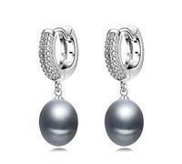 JZWCHQ 925 Pendientes con Mujeres de Perlas Naturales, Preciosa Piedra Nupcial Blanca para Aros Colgantes Pendientes de Perlas Joyas de niña