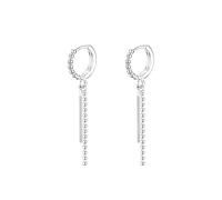 JZWCHQ 925 Pendimiento de Barra Larga de Plata esterlina, Cuentas de Cadena Larga de Plata Colgan los aretes Colgantes de la Moda de los aretes Colgantes para Mujeres