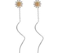 JZWCHQ 925 Pendimiento de Flores de Plata de Plata esterlina, aretes Colgantes de Cadena Larga Espiral, Pendientes Colgantes de sementales para Mujeres para Mujeres, como se Describe, como se