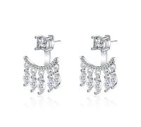 JZWCHQ 925 Pendimiento de Gota de lágrima de Cristal de Plata esterlina, Cinco pétalos de Arete Colgantes, Pendientes Colgantes de Boho, joyería para Mujeres Regalo