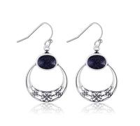 JZWCHQ 925 Pendimiento de Piedra de Nacimiento Rosa de Plata esterlina, aretes de colgación de círculo Hueco, Pendientes Colgantes de Gancho Elegantes, Regalo de Joyas para Mujeres