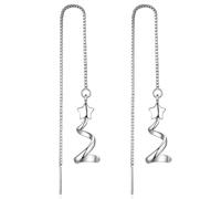 JZWCHQ 925 Pendimiento de Tassel Dangle de Plata esterlina, Pendientes de caída Larga Espiral, Pendientes Colgantes de Hilo Elegantes, Joyas para Mujeres Regalo de niñas