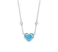 JZWCHQ 925 Plata esterlina 10 * 12 mm Aquamarina High Carbon Diamond Diamond Flower Corte Collar para Joyas para Mujeres
