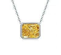 JZWCHQ 925 Plata esterlina 9 * 11 mm Amarillo High Carbon Diamond Ice Flower Cortada Collar para Mujeres Boda Fina Joyería Fina