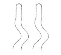 JZWCHQ 925 Presentación de plata esterlina a través del arete Dangle, pendientes de borla de cadena larga de plata, aretes simples colgantes de hilos, regalo de joyería para mujeres