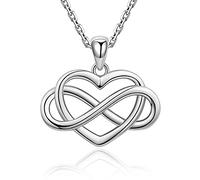 JZWCHQ 925 Símbolo de Plata esterlina Símbolo de corazón Camas Colgantes de corazón Collares para Mujeres Joyas Finas 40 cm y 5 cm JP22547-P