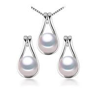 JZWCHQ Accesorios 925 Juntos de joyería de plata esterlina Collares de cadena colgante de perlas genuinas para N