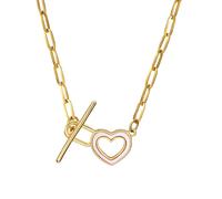 JZWCHQ Accesorios Collar de Palanca de Flores para Mujer, Gargantilla con Cierre de dijes, Cadena de Clip con Incrustaciones de Concha, Círculo, Colgante de corazón