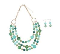 JZWCHQ Accesorios Collar en capas de resina de 1 conjunto Pendientes vintage vintage collares de tendencia plástico verde