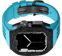 JZWCHQ Actualice la caja de relojes de fibra de carbono de titanio y la banda de goma de titanium, para 8/6/6/SE/5/4 45 mm de 44 mm Serie Vela Store Sport Sport con accesorios de relojes de cierre