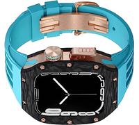 JZWCHQ Actualice la caja de relojes de fibra de carbono de titanio y la banda de goma de titanium, para 8/6/6/SE/5/4 45 mm de 44 mm Serie Vela Store Sport Sport con accesorios de relojes de cierre