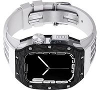 JZWCHQ Actualice la caja de relojes de fibra de carbono de titanio y la banda de goma de titanium, para 8/6/6/SE/5/4 45 mm de 44 mm Serie Vela Store Sport Sport con accesorios de relojes de cierre