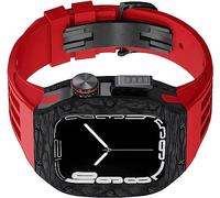 JZWCHQ Actualice la caja de relojes de fibra de carbono de titanio y la banda de goma de titanium, para 8/6/6/SE/5/4 45 mm de 44 mm Serie Vela Store Sport Sport con accesorios de relojes de cierre