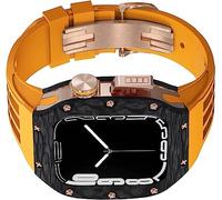 JZWCHQ Actualice la caja de relojes de fibra de carbono de titanio y la banda de goma de titanium, para 8/6/6/SE/5/4 45 mm de 44 mm Serie Vela Store Sport Sport con accesorios de relojes de cierre